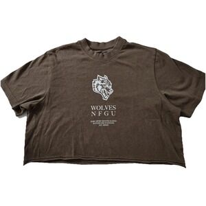 Darc Sport SHE Cropped T-Shirt Women's Small Brown Wolves NFGU Athletic Tee